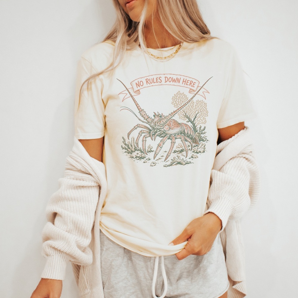 No Rules Down Here Sea Fan Coral Vintage Style Boho Tee